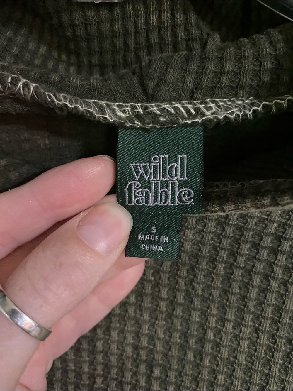 Wild Fable Cropped Waffle Knit Hoodie - Olive Green - Picture 4 of 8